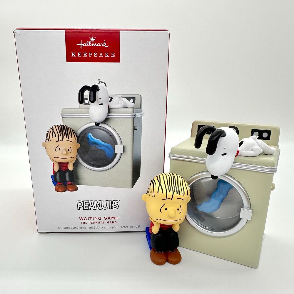 Hallmark Peanuts Waiting Game Linus Snoopy Washing Machine 2024 Ornament